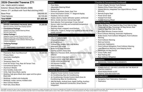 New 2026 Chevrolet Traverse Z71 w/ Driver Confidence Package image 72