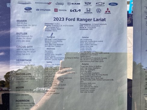 Used 2023 Ford Ranger Lariat w/ Equipment Group 501A High image 17