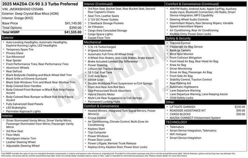 New 2025 MAZDA CX-90 3.3 Turbo w/ Preferred Package image 1