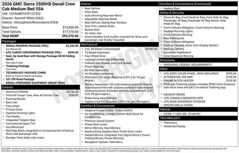 New 2026 GMC Sierra 2500 Denali w/ Denali Reserve Package image 1