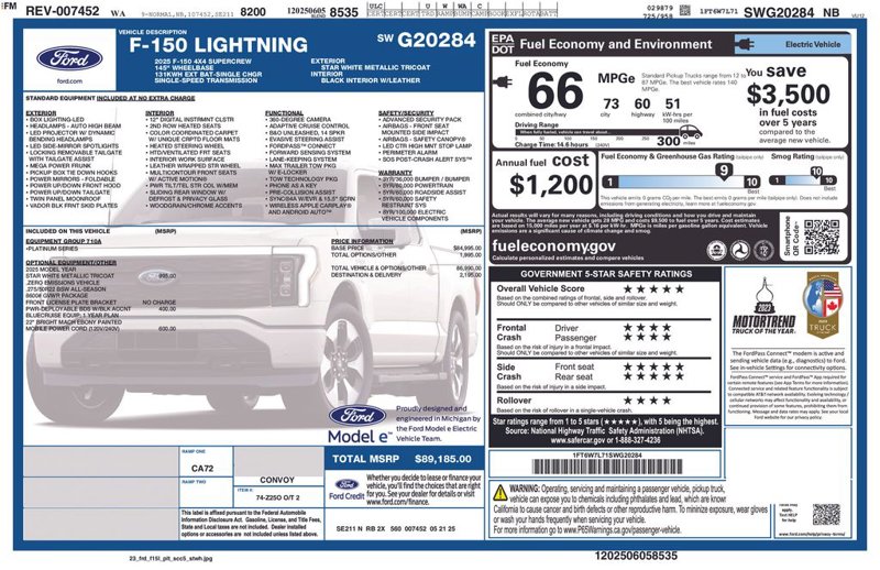 New 2025 Ford F150 Lightning Platinum image 1