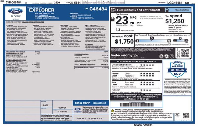 Used 2020 Ford Explorer XLT w/ Equipment Group 202A image 1