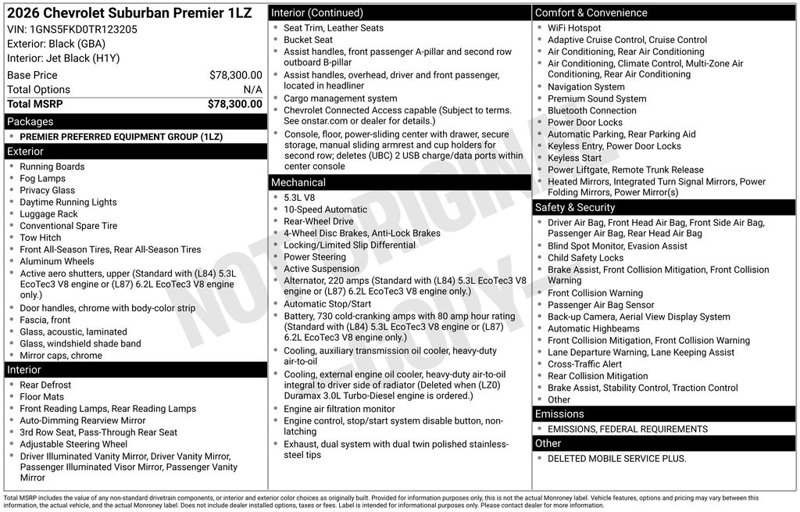 New 2026 Chevrolet Suburban Premier image 1
